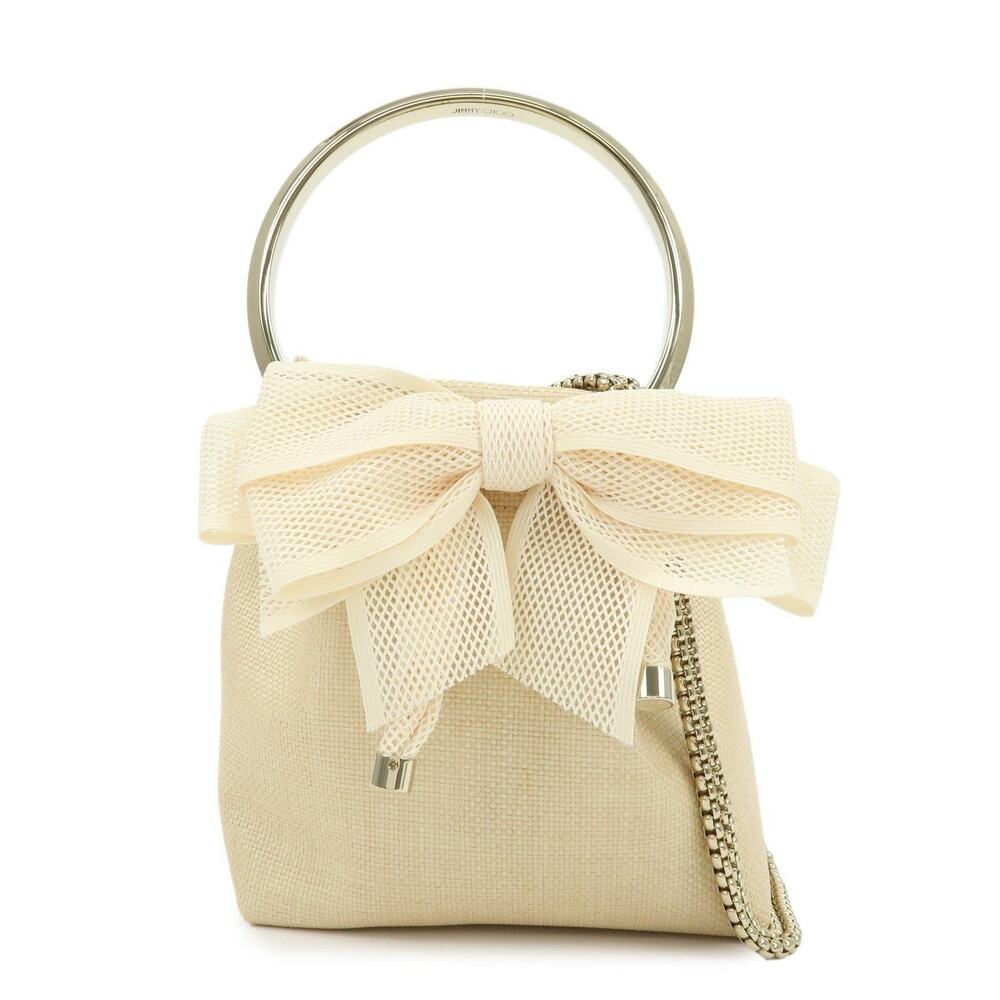 Jimmy Choo Bon Raffia Handbag Beige Wicker